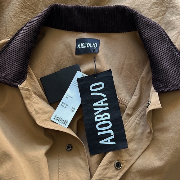 AJOBYAJO Oversized Wax Shirt Jacket Barn Chore Tan Brown NWT - Picture 13 of 16